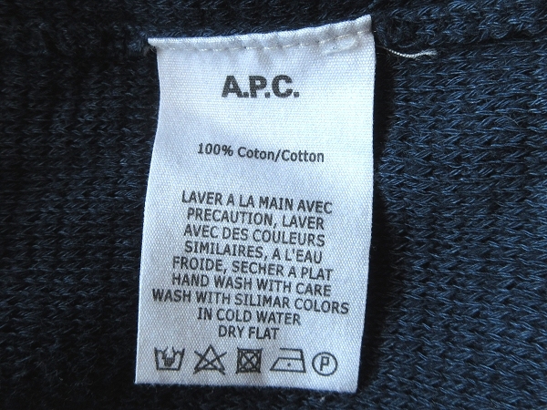 A.P.C. アーペーセー 肩ボタン 猫目釦 半袖 ショートスリーブ コットンニット セーター 藍色 インディゴ_画像8