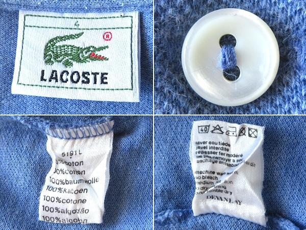 希少 80s-90sビンテージ LACOSTE ラコステ 5191L 現L1212 ワニロゴワッペン メランジ鹿の子 ポロシャツ 4 ブルー くすみ青 ネコポス対応の画像10