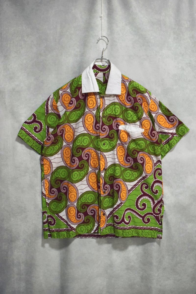 【 80s アフリカンバティック 】 ハンドメイド コットン シャツ / size L / 80年代 batik エンジニアードガーメンツ_画像1