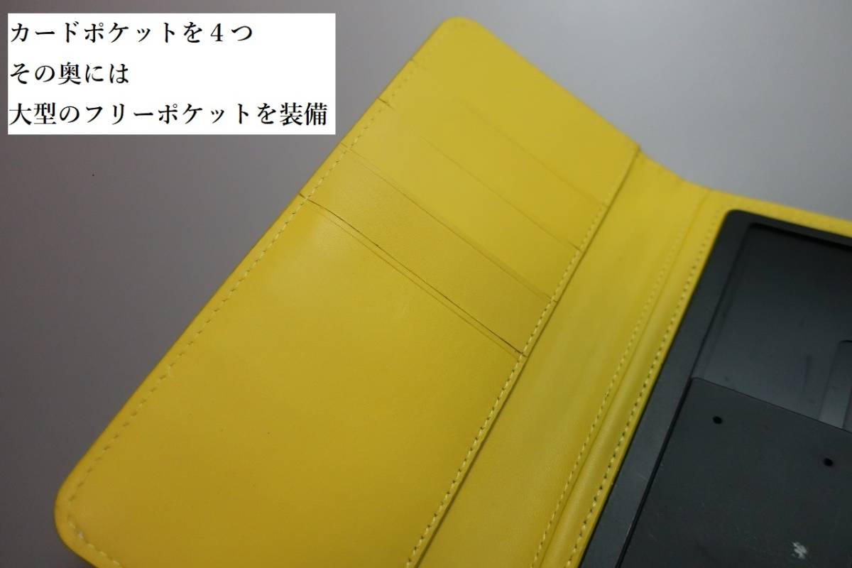 新品 セレブ専用 クロコダイル センター取り 一枚革使用 多機種対応 手帳型 スマホケース 2011 GOLD FLOWER （イエロー系）４_画像5