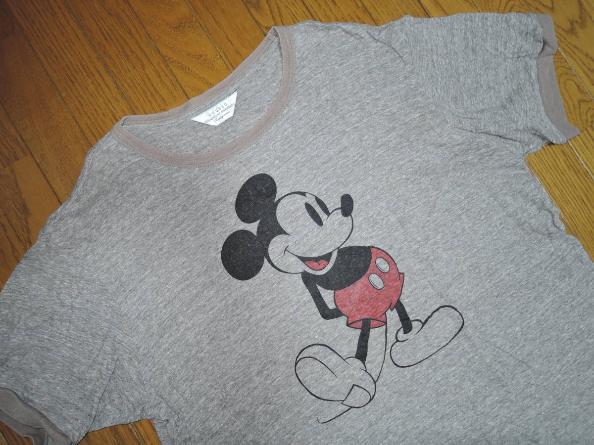 UNUSED アンユーズド × DISNEY ディズニー ミッキーマウス Tシャツ １ 灰 ビッグシルエット カットソー トリム /_画像3