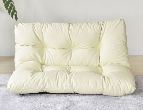  free shipping . super-discount made in Japan low sofa 2 seater . synthetic leather white ivory color 