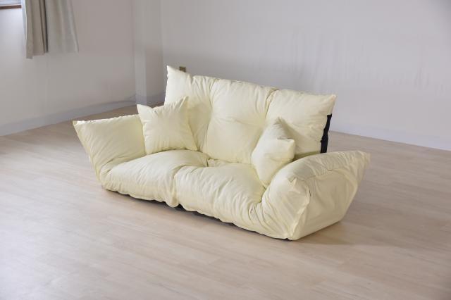  reclining love sofa cushion 2 piece attaching synthetic leather white ivory color 