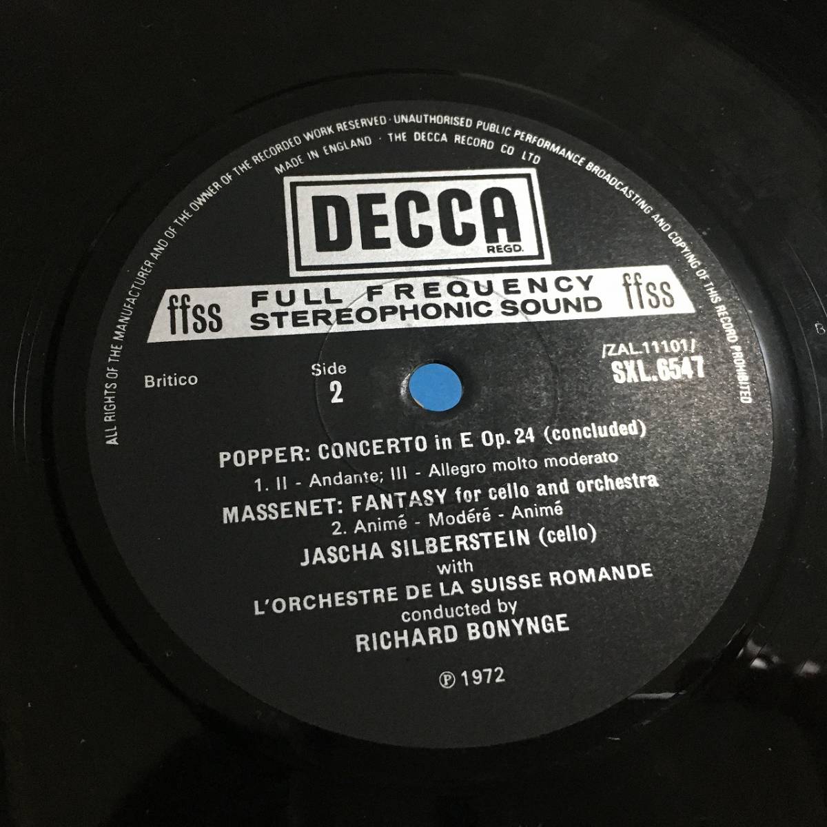 DECCA 英初出 ヤッシャ・シルバースタイン(Vc) オーベール/ポッパー/マスネ チェロ協奏曲集 ED4ラベル STEREO_画像4