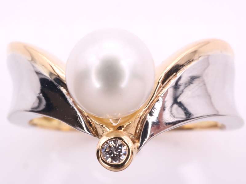  pearl 5.4 millimeter diamond 0.02ctte The Yinling g9 number pt900 K18YG platinum yellow gold 