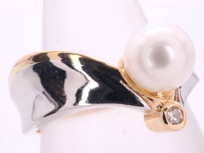  pearl 5.4 millimeter diamond 0.02ctte The Yinling g9 number pt900 K18YG platinum yellow gold 