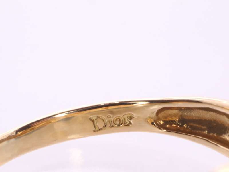  Christian Dior прекрасный товар diamond 1P цветок кольцо 6.5 номер 750 K18YG желтое золото 