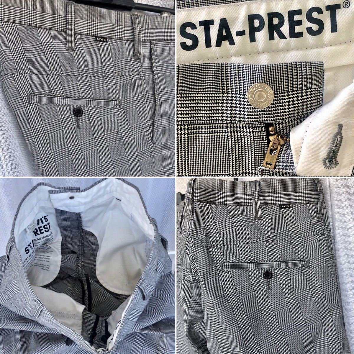 グレンチェック柄★Levi's STA-PREST 七分丈 クロップドパンツ 30★ステイプレスト リーバイス スタプレ ボトムス スラックス CR306-0004