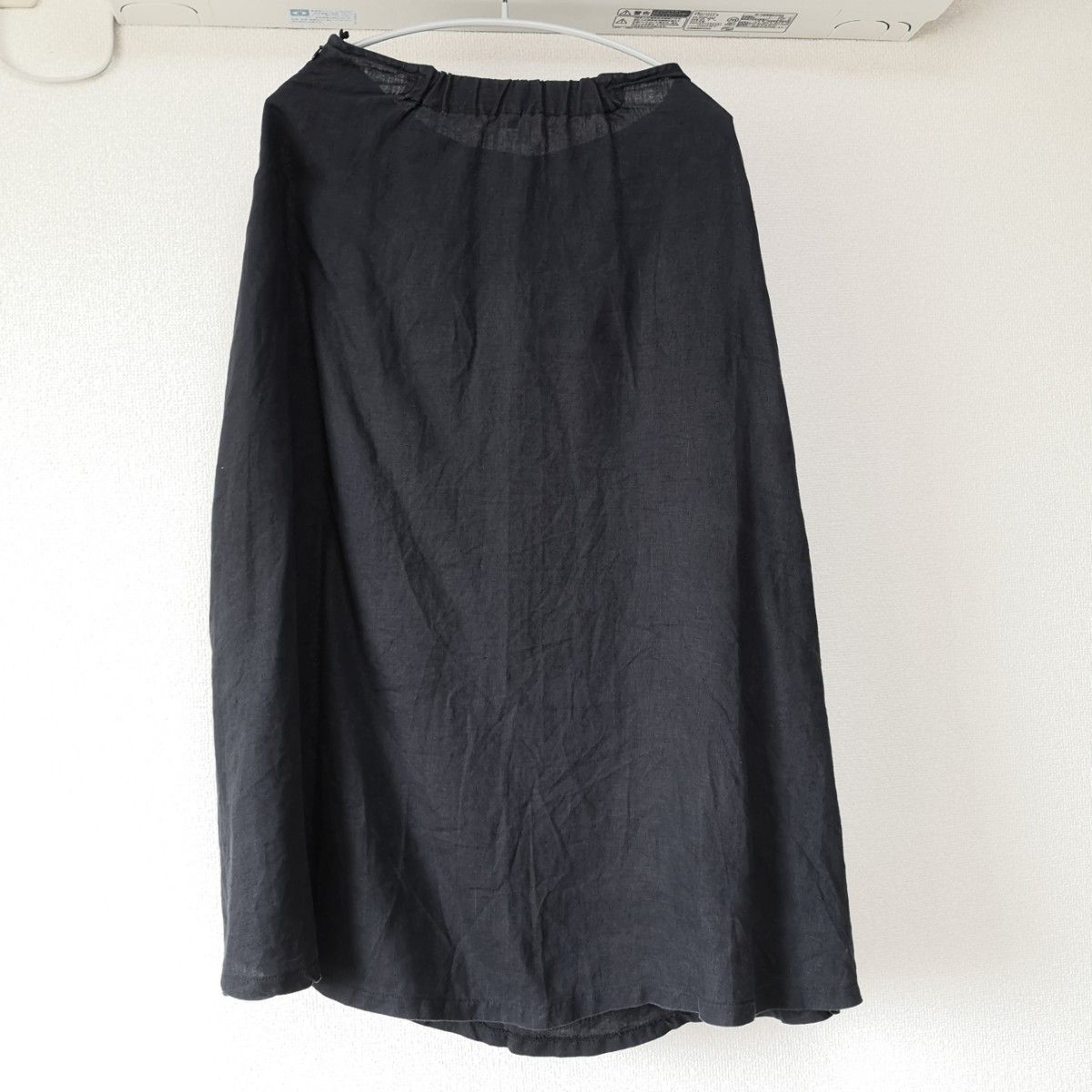 無印良品 麻100% ロングスカート 黒 ブラック Lサイズ