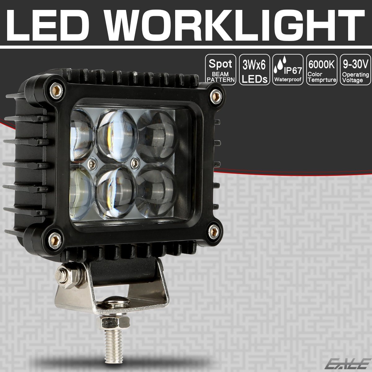 LED 作業灯 30W スポット 6連プロジェクター 薄型 バックランプ 補助灯 ワークライトに 12V/24V 防水 IP67 P-551_画像1