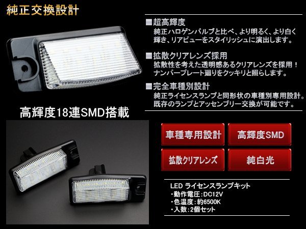 ニッサン Z51 ムラーノ / J50 スカイライン クロスオーバー LED ライセンスランプ 純白 6500K ユニット交換の高輝度モデル R-210_画像2