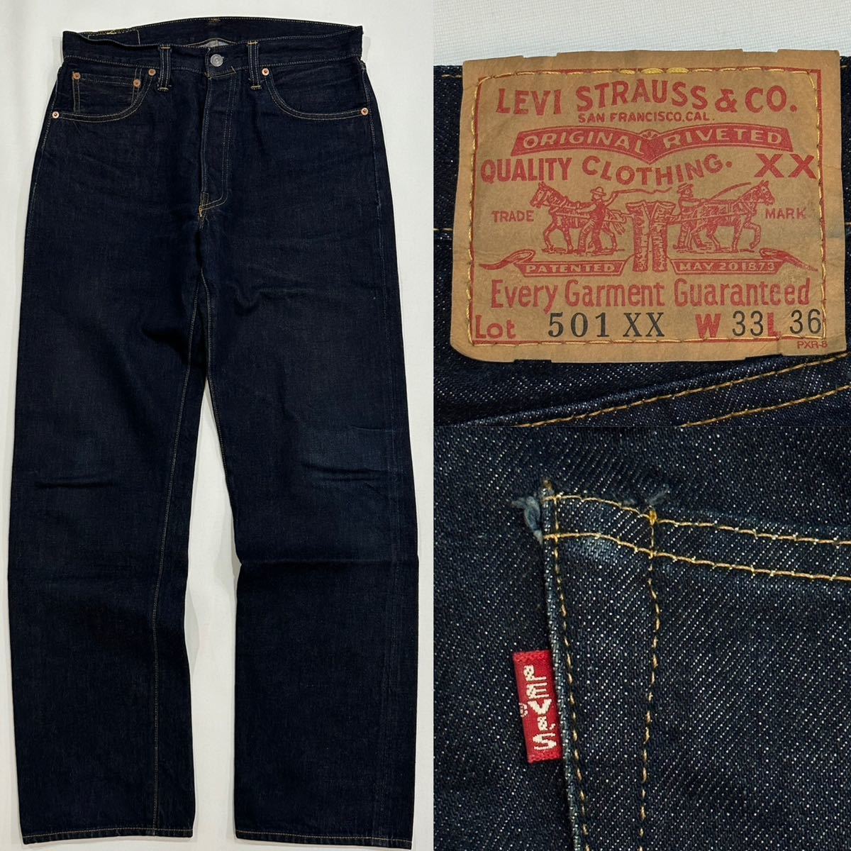 濃紺!!50s復刻 バレンシア Levi's リーバイス 501-0003 501XX bigE W33 L36 赤耳 USA製 廃盤品 デニム ジーンズ アメカジ _画像1