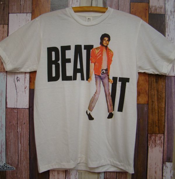 【送料無料】L★新品マイケルジャクソン【BEAT IT】フォトTシャツ★ビンテージスタイルの画像1