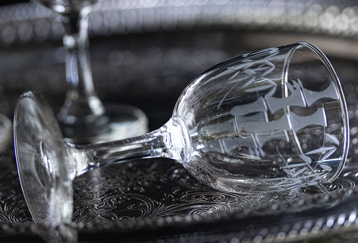 ノリタケ クリスタル バンブー 竹 エッチング カクテル リキュールグラス 4個セット 酒 ショットグラス ビンテージ_画像4