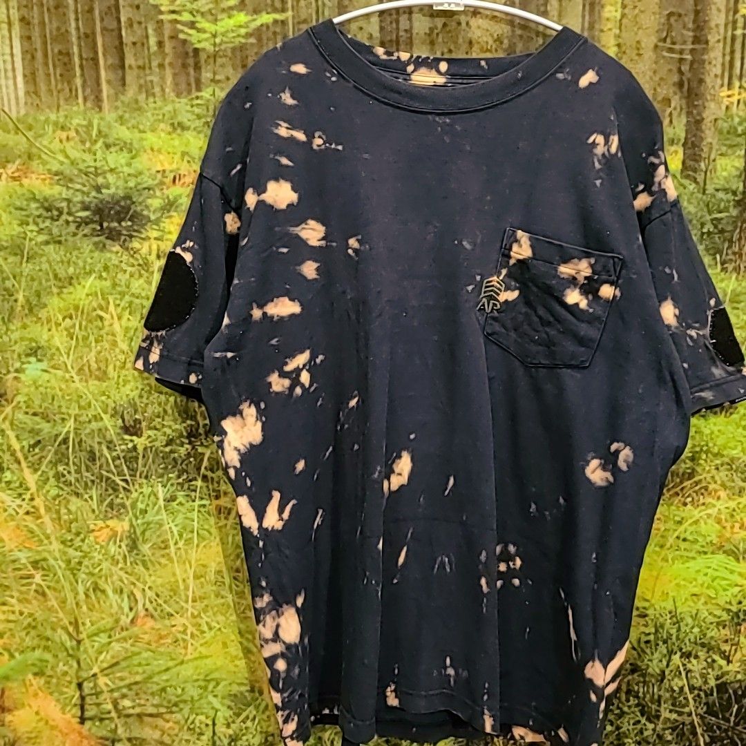 アヴィレックス AVIREX 色あせ 黒Tシャツ くすみカラー 脱色カスタム T