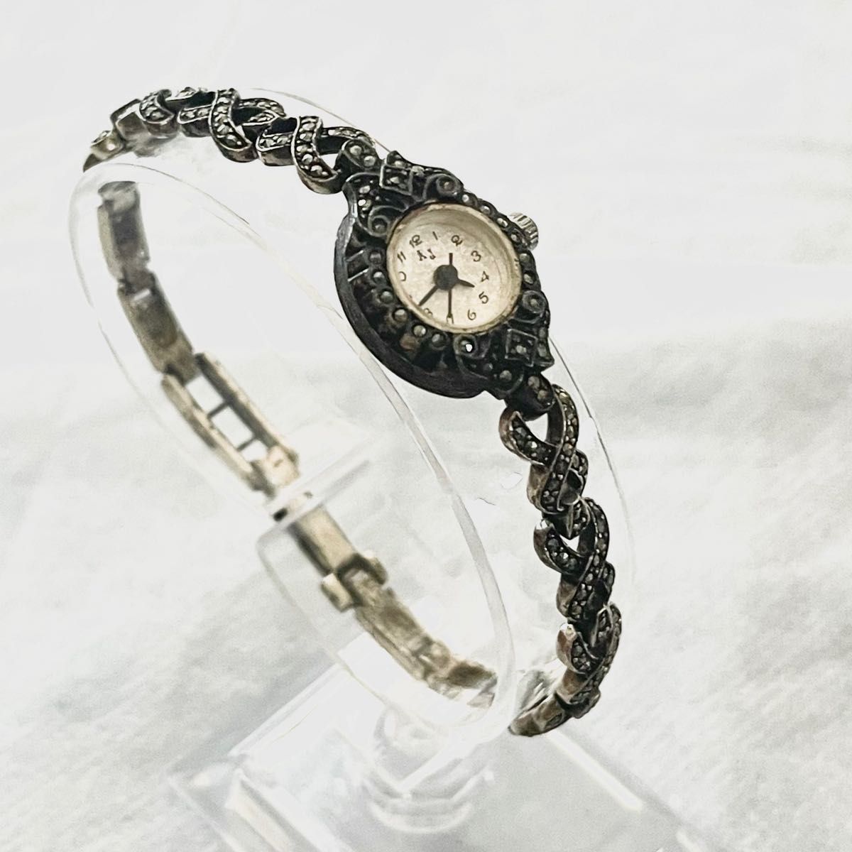 稼働　良品　AJ 腕時計　レディース　スターリングシルバー　銀時計　華奢な時計　ブレスウォッチ　ドレスウォッチ