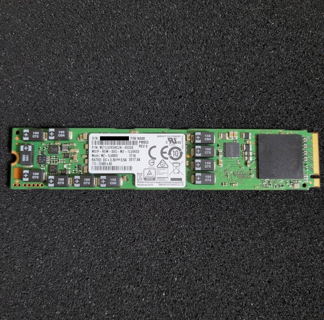 SAMSUNG PM953 SSD NVMe 960GB MZ-1LV9600 M.2 22110 PCI-e ((動作美品・3枚限定！！))_画像1