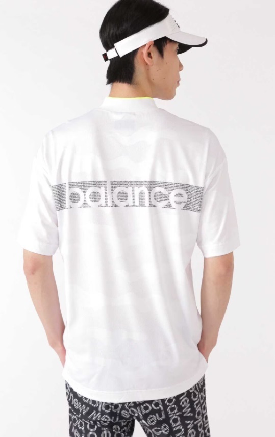 即決新品 New Balance GOLF メンズ半袖モックネックシャツ ホワイト 4サイズ Mサイズ相当 ニューバランス ゴルフ