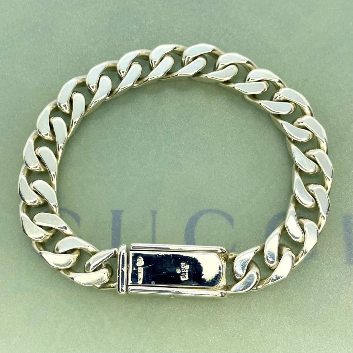  Vintage GUCCI Gucci Logo bracele approximately 17cmki partition flat beautiful goods regular *128