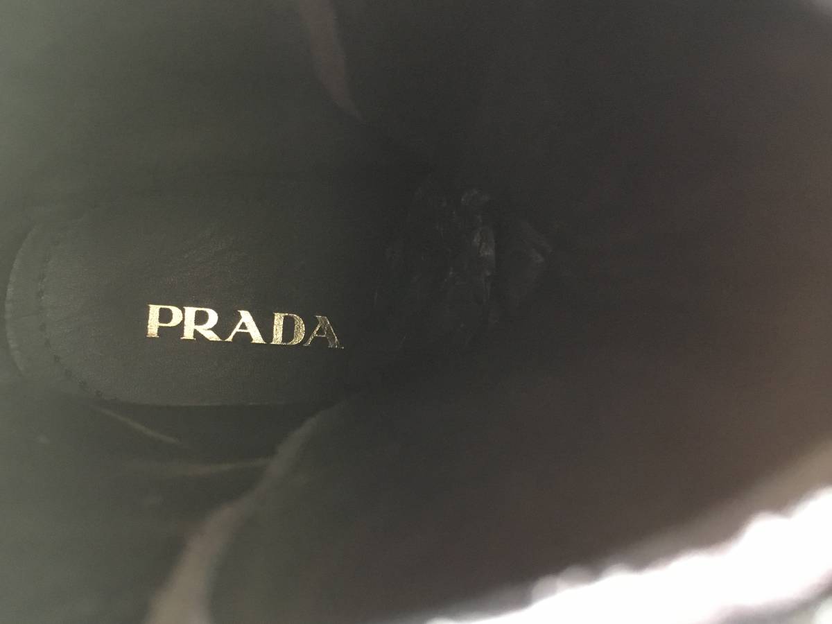 新品 プラダ コレクション レザー ミドル ブーツ 39.5 PRADA 本革 黒 ブラック 靴 シューズ_画像9