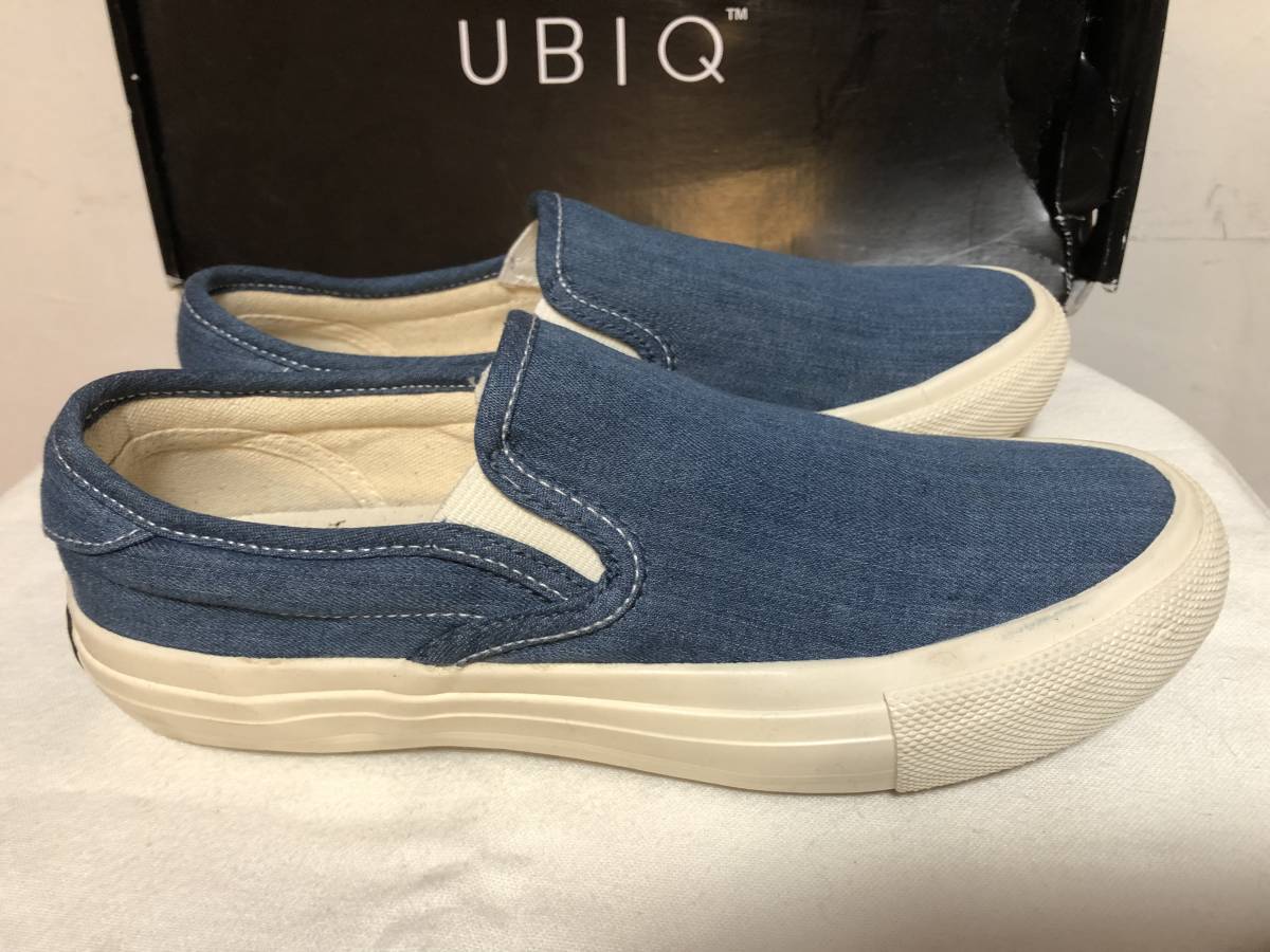 新品 UBIQ HOGGE LT.DENIM 22cm スリッポン slip-on US4 デニム b_画像4