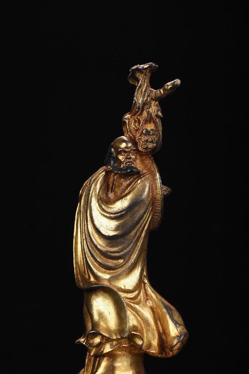 中国唐物旧藏古清代達摩祖師古銅金身