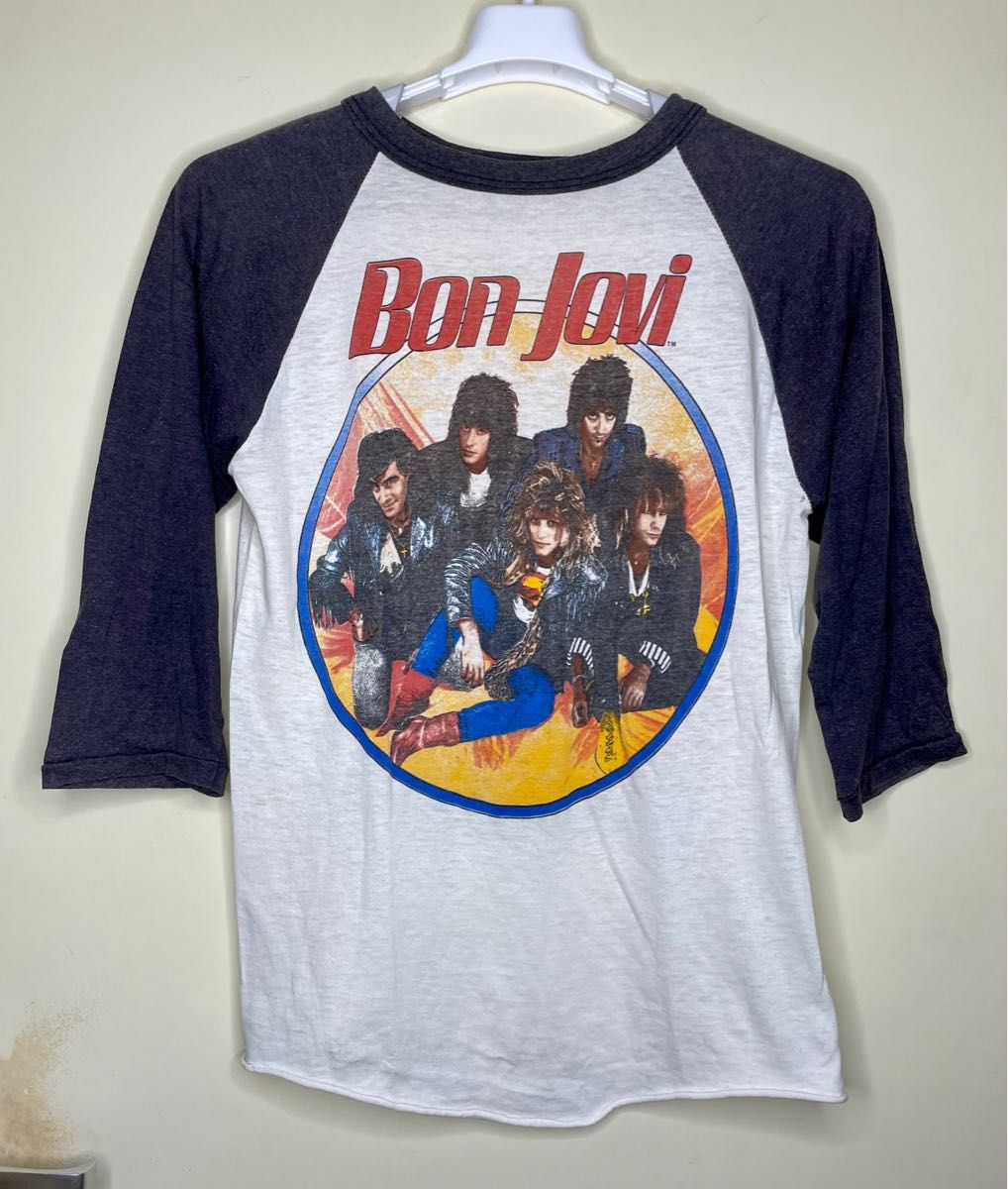 Bon jovi ボンジョビ　ラグラン　ビンテージ古着　パキスタン綿　バンドtシャツ