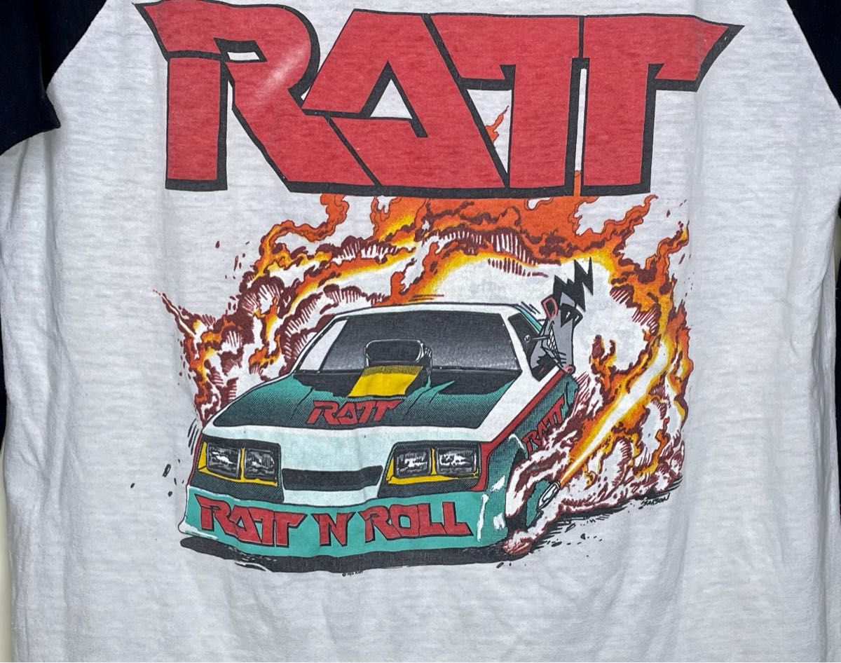 RATT ラットラグランスリーブ 七分袖 ビンテージ古着 パキ綿 バンドtシャツ　LAメタル