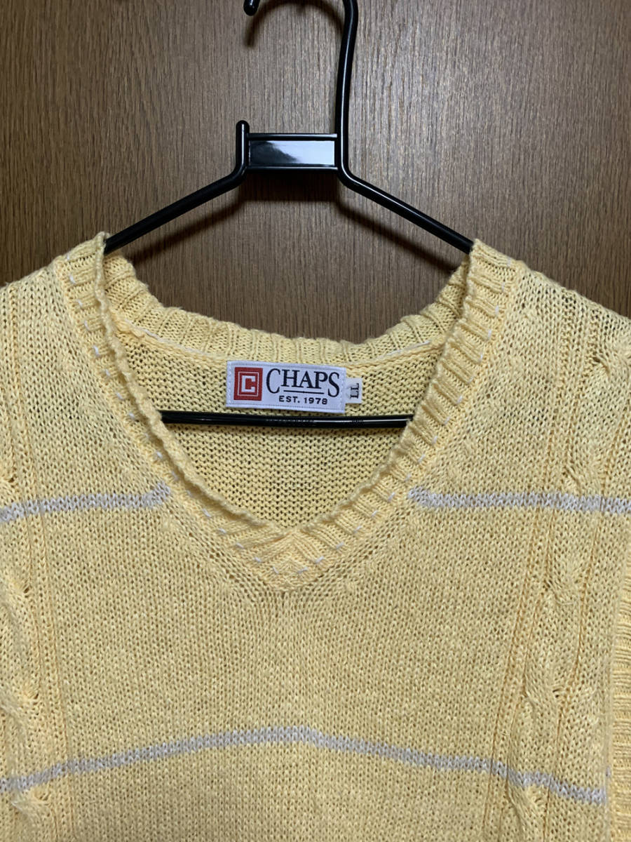 LL CHAPS / chaps вязаный лучший желтый лен / хлопок . волокно свитер 