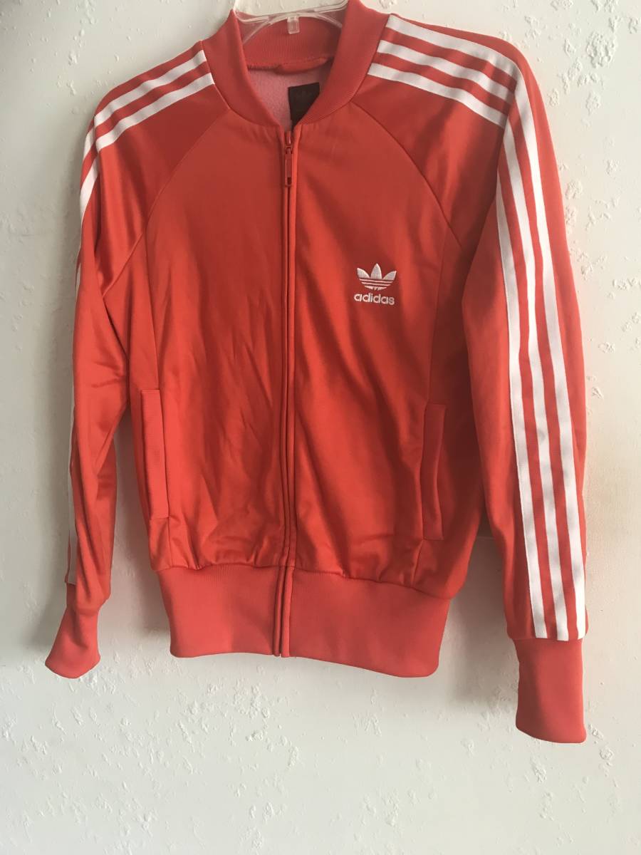  Adidas adidas lady's orange color USA sport wear jersey outer garment S size secondhand goods conspicuous scratch . dirt. less 