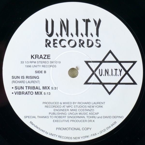 ■Kraze｜Power To Move Respect To Soul Makossa / Sun Is Rising ＜12' 1996年 Promo US盤＞シュリンク残り_画像2