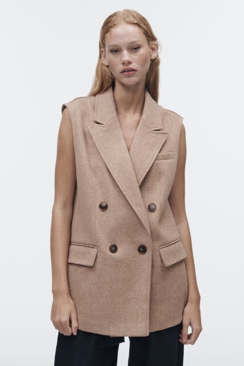 (新品) ZARA ダブルブレスト ソフトベスト size M