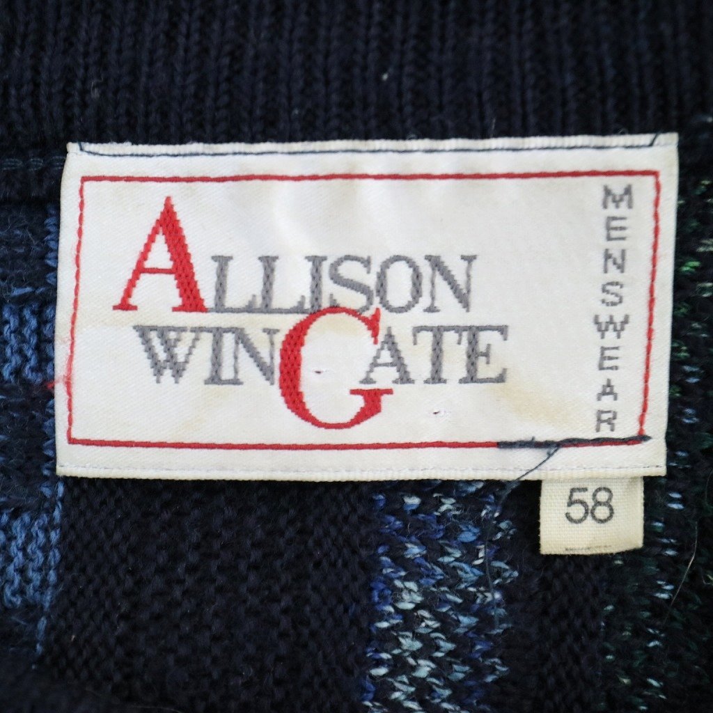 ALLISON WINGATE 3Dデザイン クルーネック ニット セーター ユーロ ヨーロッパ古着 マルチ ネイビー (メンズ 58) 中古 古着 N5966_画像8