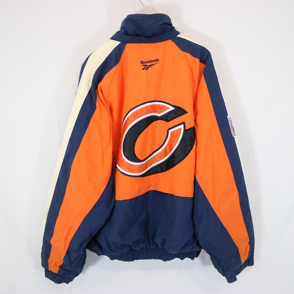 90年代 Reebok リーボック NFL Chicago Bears 中綿ナイロンジャケット ジャケット 防寒 ストリート オレンジ (メンズ L) 中古 古着 N6576_画像2