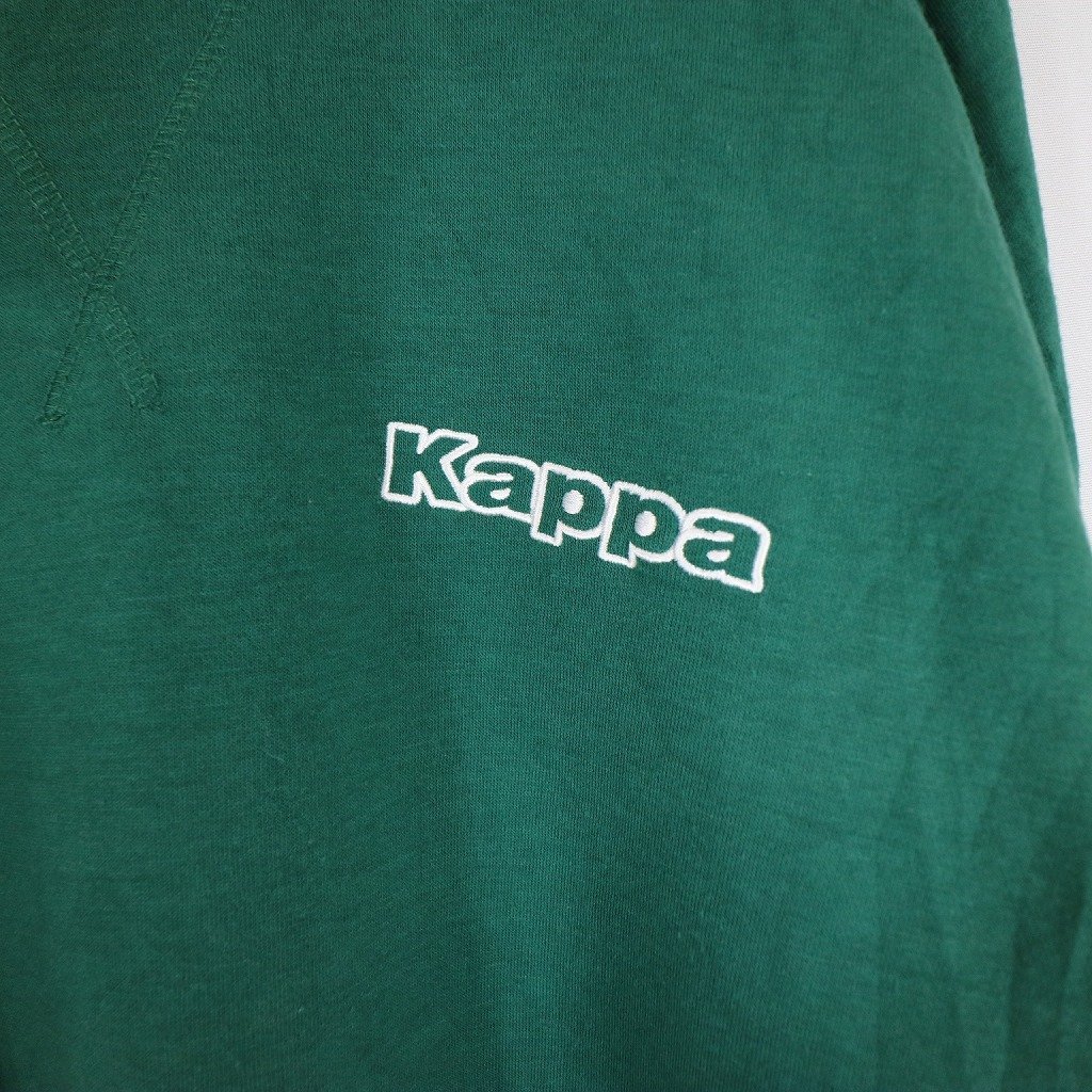 Kappa カッパ ワンポイントロゴ スウェット 防寒 裏起毛 ラグランスリーブ グリーン (メンズ XL) 中古 古着 N7836_画像4