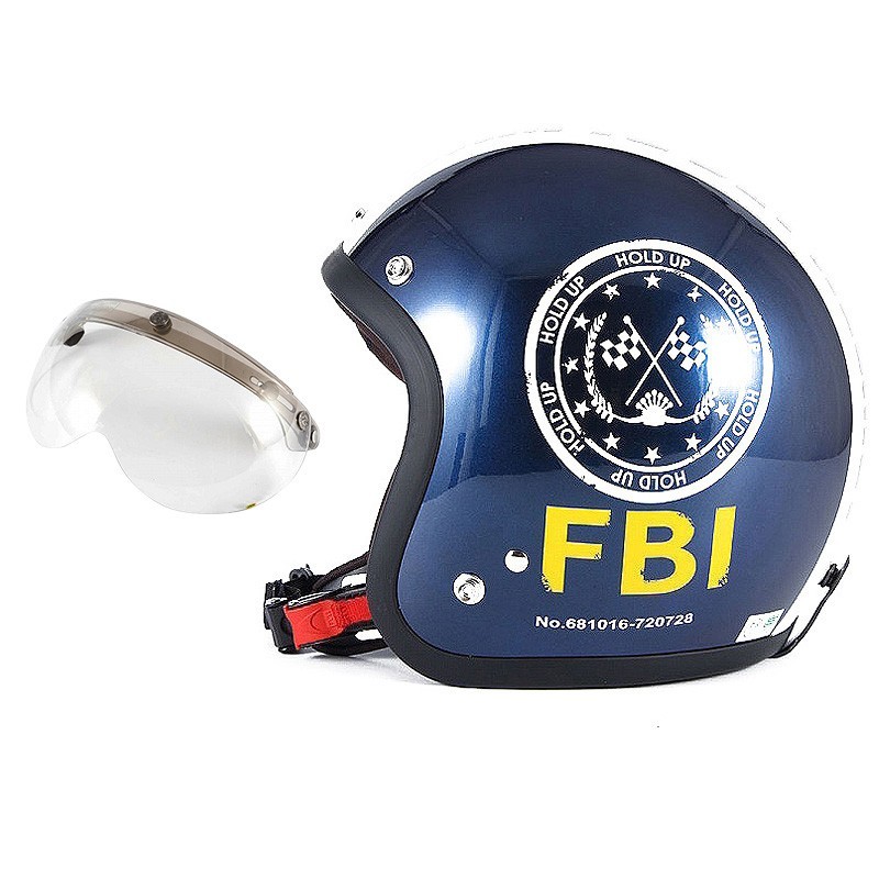 72JAM ジェットヘルメット&シールドセット F.B.I. - ブルーブラック フリーサイズ:57-60cm未満 +開閉式シールド APS-03 JJ-02B