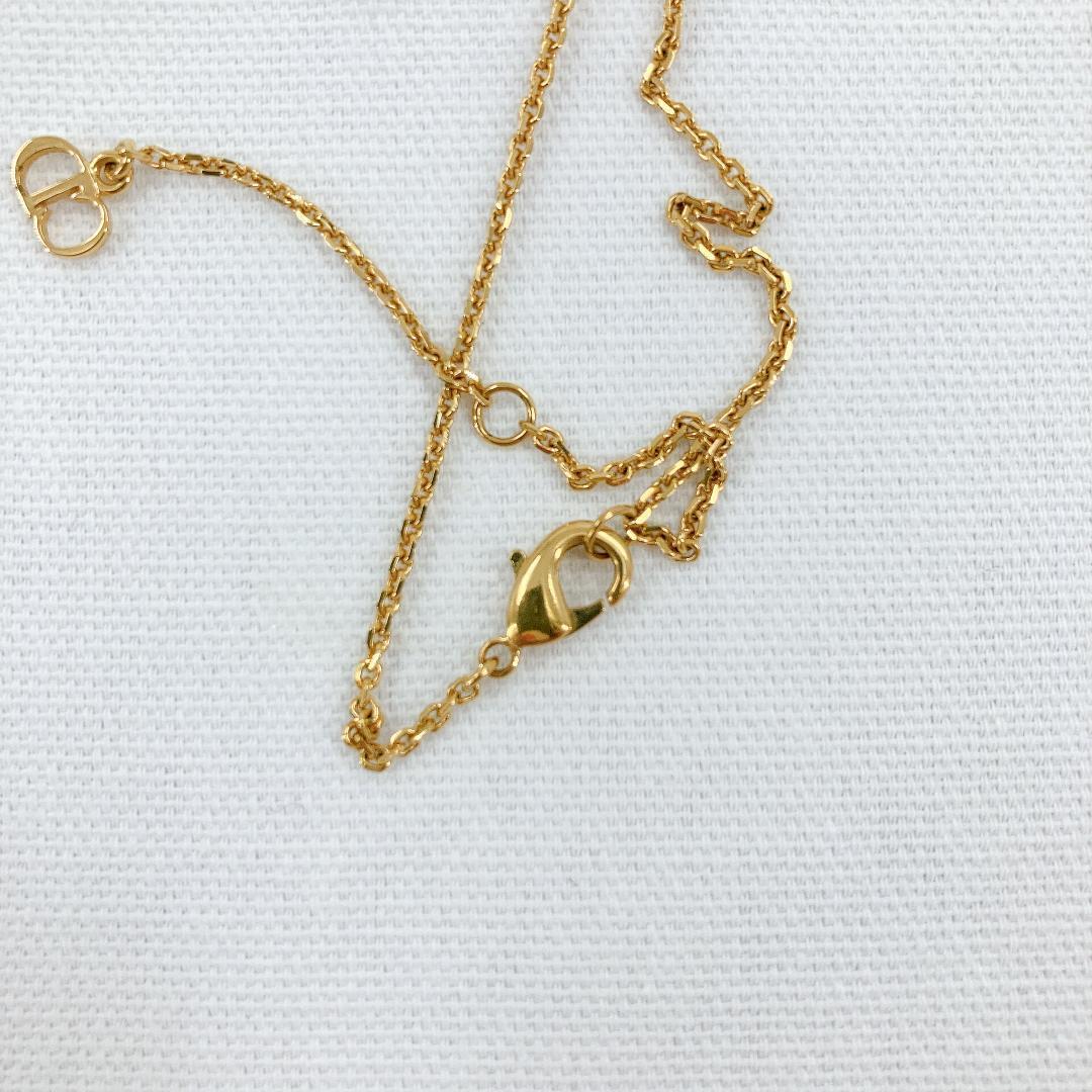 箱付 美品 Dior クリスチャン ディオール CLAIR D LUNE クレール ディーリュヌ ゴールド ラインストーン パール ネックレス シグネチャー