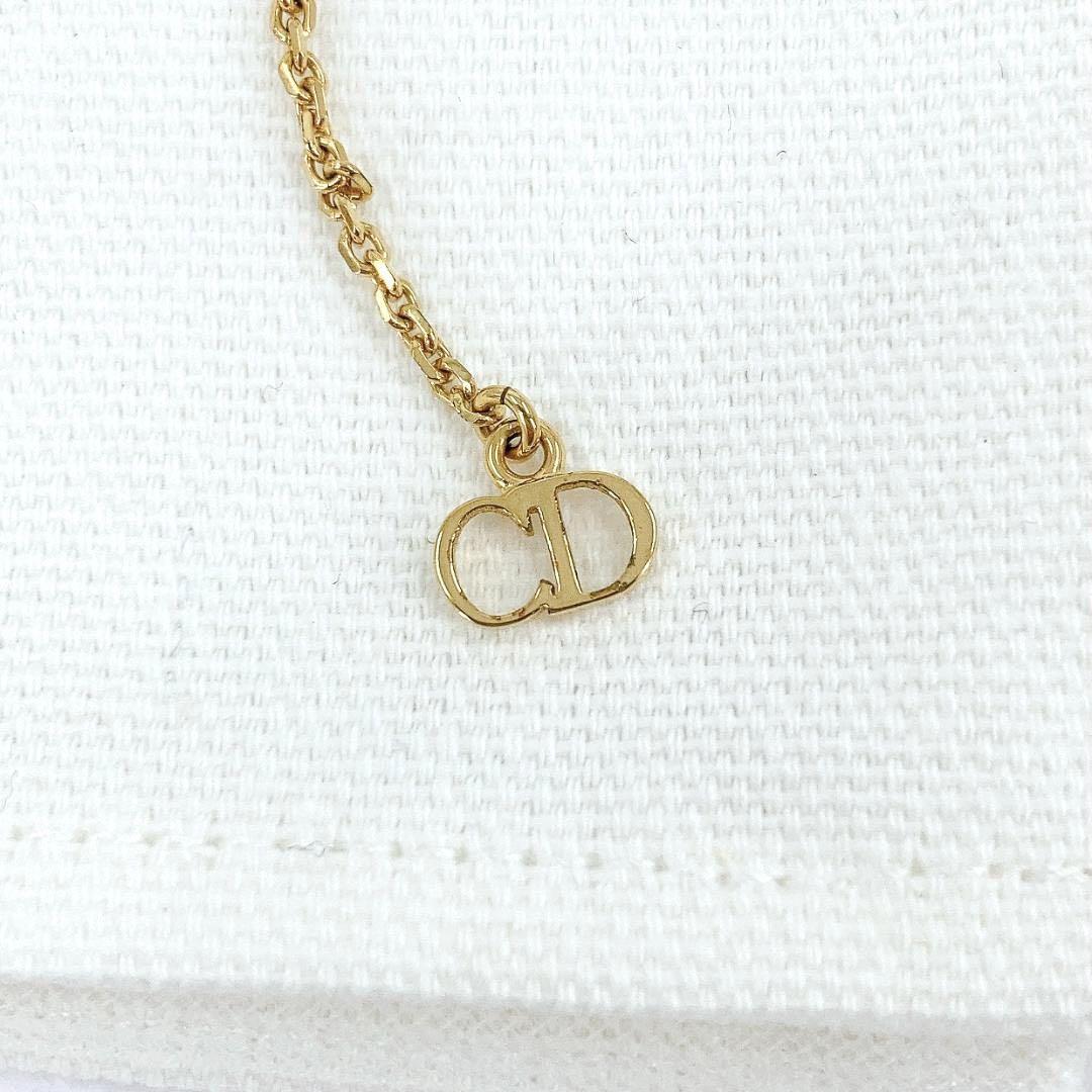 箱付 美品 Dior クリスチャン ディオール CLAIR D LUNE クレール ディーリュヌ ゴールド ラインストーン パール ネックレス シグネチャー