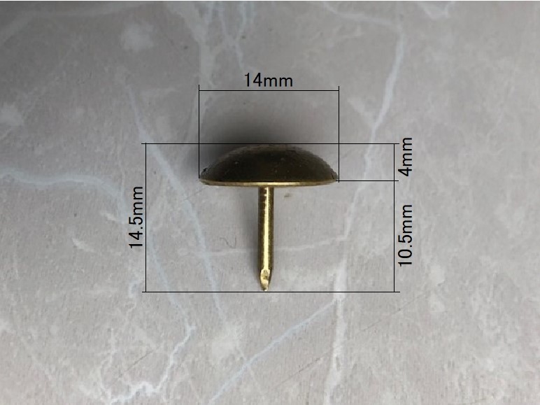 【頭径14mm×100個】装飾釘　ブロンズ　飾り鋲　ヴィンテージ　丸頭　飾り釘　アンティーク　画鋲　椅子鋲　太鼓鋲_画像3