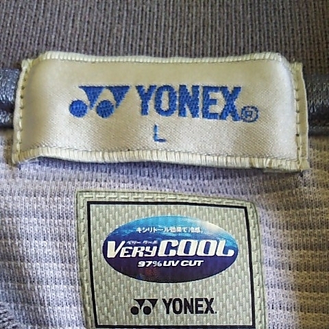 s124 хорошая вещь!. позиций ..!#Yonex# Yonex be утечка -ru мужской L рубашка-поло с коротким рукавом silver gray серия × желтый серия . вышивка теннис bato Minton 