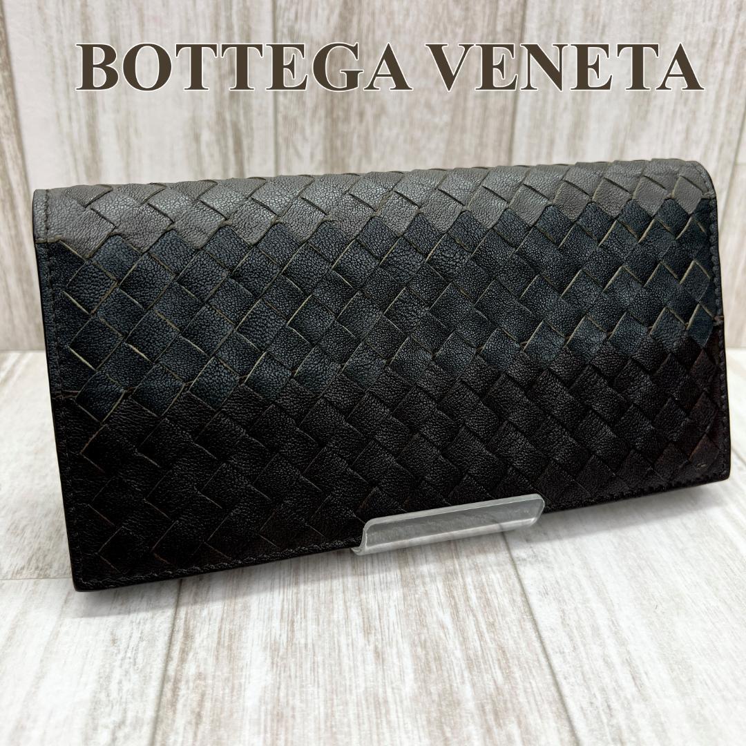 ボッテガヴェネタ BOTTEGA VENETA 二つ折り長財布 イントレチャート マルチカラー レア 希少の画像1