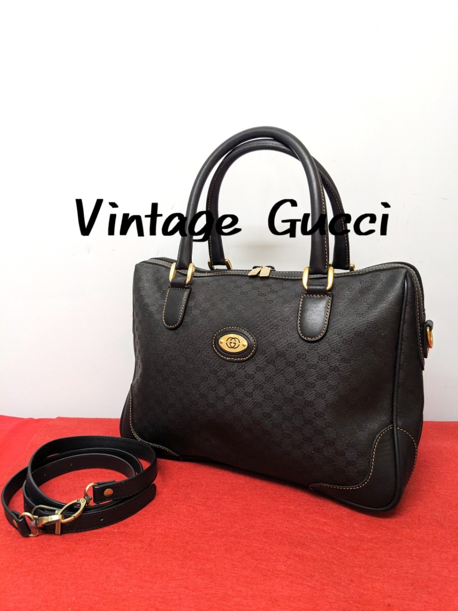 美品 極希少 Gucci マイクロGG 2wayハンドバッグ ショルダーブラック