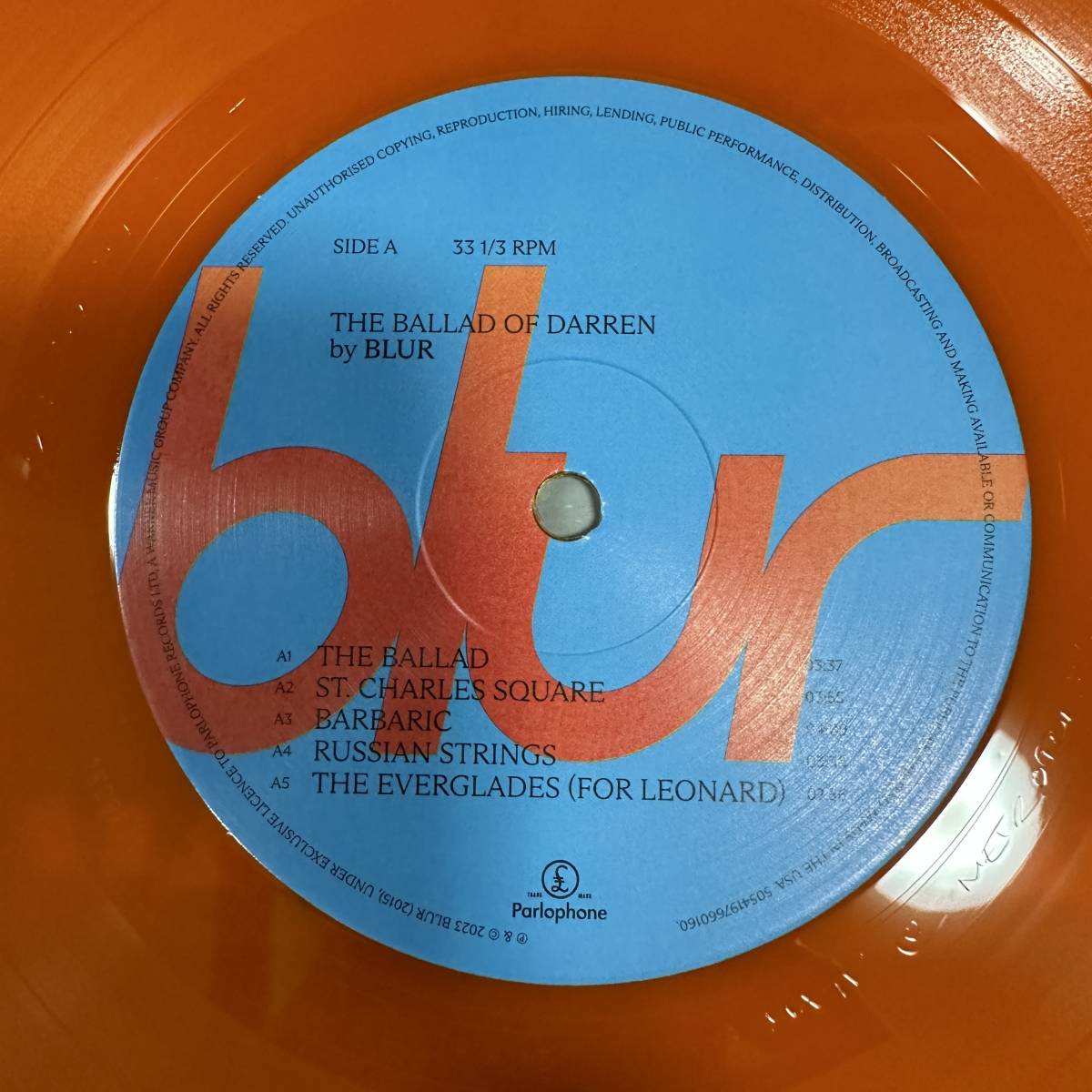 【限定】 blur - The Ballad Of Darren LP レコード Barnes & Noble Exclusive Orange Colored Vinyl_画像5