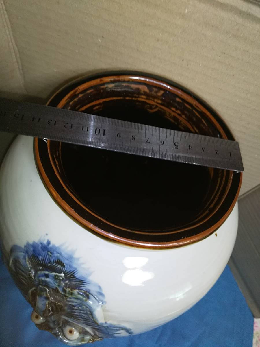 砥部焼、青芳、龍の花器、陶磁器、花瓶、飾り、大きい - 砥部 砥部焼、青芳、龍の花器、陶磁器、花瓶、飾り、大きい - 砥部