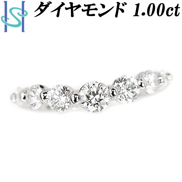 SALE】 カーブ V字 Pt900 1.00ct ハーフエタニティリング ダイヤモンド
