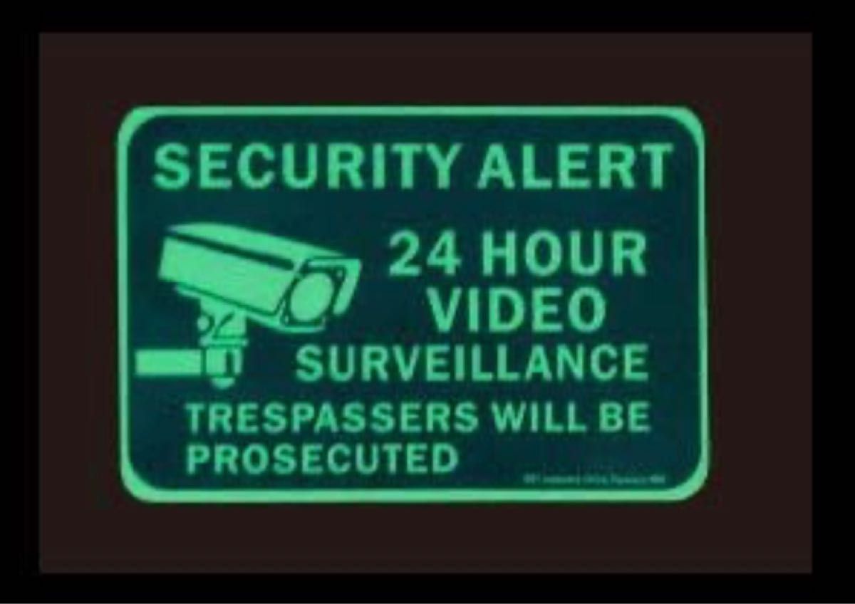 【値下げ可能対象】ステッカー セキュリティサインステッカー 「24 HOUR VIDEO」蓄光タイプ 車用 アメリカ雑貨　2枚