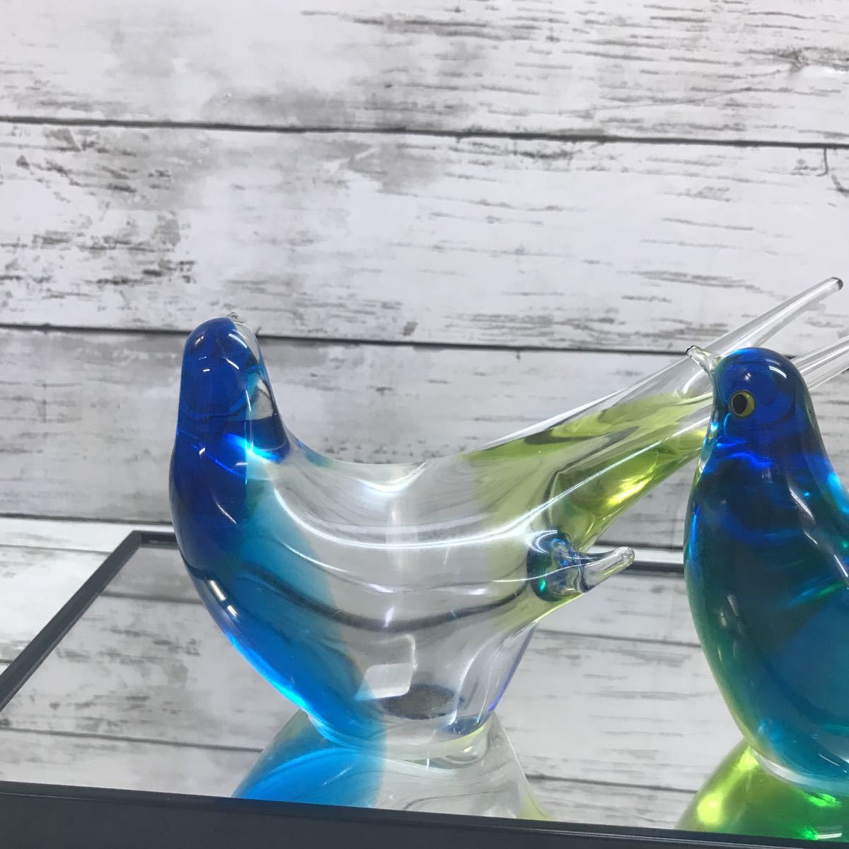 【長期保管品】マルティグラス ツバメ ペア ガラス工芸 MULTI GLASS 昭和レトロ 燕 つばめ 鳥 インテリア ガラス細工_画像7