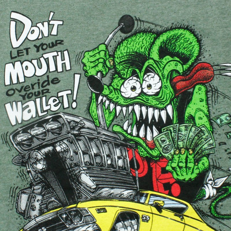 新品 Ratfink ラットフィンク Tシャツ プリントT ローブロー ホットロッド hotrod オリーブヘザー グリーンヘザー L_画像3