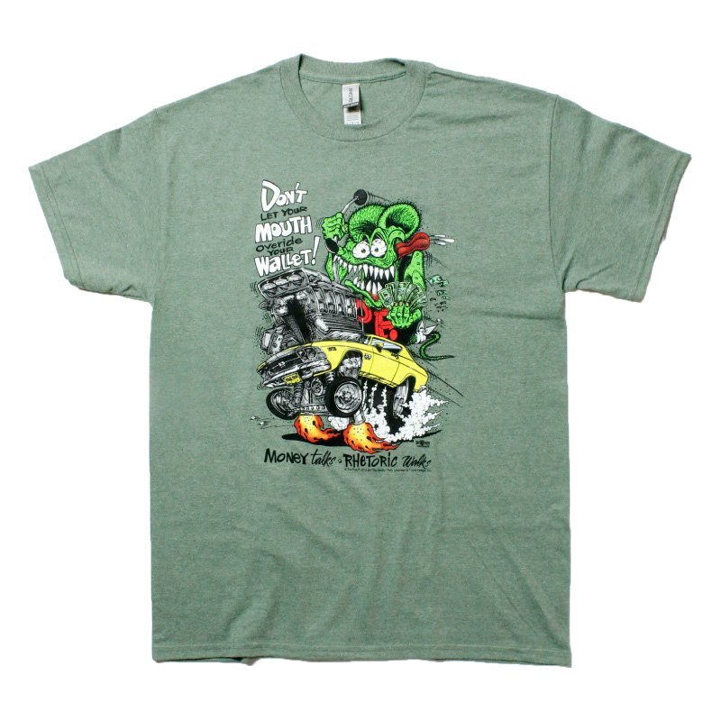 新品 Ratfink ラットフィンク Tシャツ プリントT ローブロー ホットロッド hotrod オリーブヘザー グリーンヘザー L_画像1