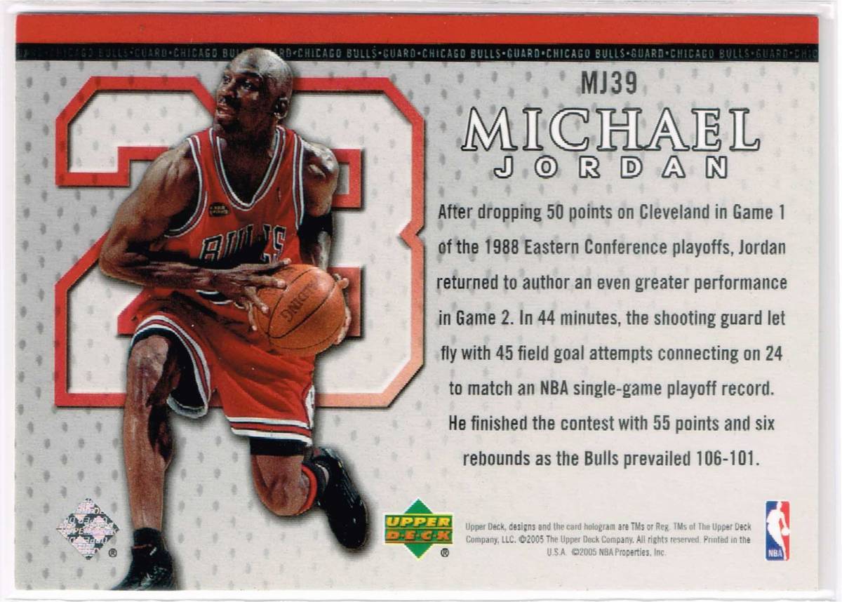 2005-06 Upper Deck Michael Jordan #MJ39 Michael Jordan UD Chicago Bulls アッパーデック シカゴ・ブルズ マイケル・ジョーダン_裏面